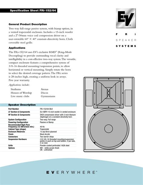 Electro-Voice FRI+152/94 Manual pdf manual